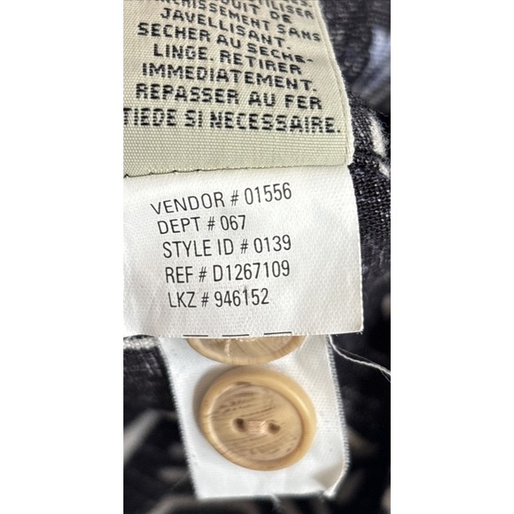 Eddie Bauer Men's M Black White Retro Linen Blend Tropical Hawaiian Short Sleeve - Picture 10 of 13